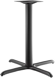 Excalibur Cross Table Base, Black Steel, 36x36 Inch, 4 Inch Counter Height Column, Indoor Outdoor