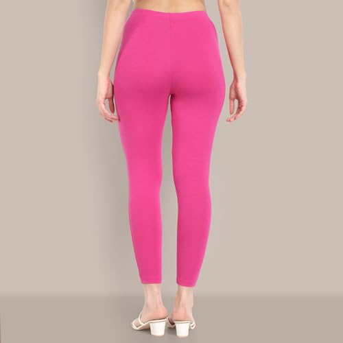 Image of ONE SKY Women Ankle Length Leggings | Premium Cotton Modal Spandex Blend | High Waist Stretchable & Bio-Washed Fabric | Colour-Lock | Ethnic Leggings for Women