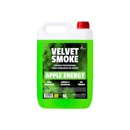 Velvet Smoke Apple Energy – Líquido para Máquina de Humo 5L Aroma Manzana – Alta Densidad Profesional – Compatible con Máquinas de Humo Estándar