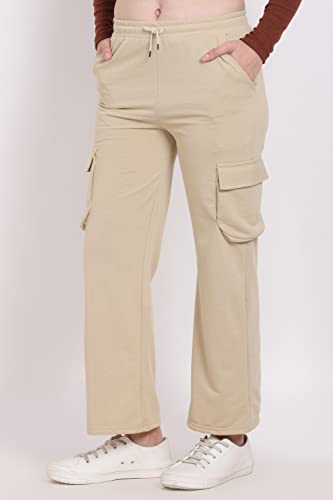 Image of Women's Cotton Fabric Stylish Cargo Pocket Lower /Sweatpants