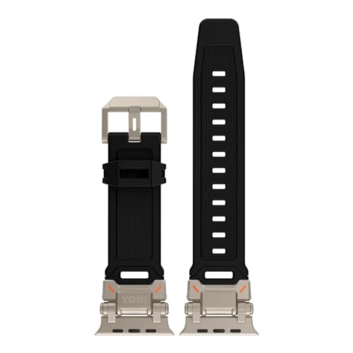 Image of YODI Armor Designed Strap Band Compatible with Apple Watch Ultra 2 Replacement Armour Band With Durable Metal Connector for iWatch Ultra Series 9 /8 /7 /6 /5 /4 /3 /2 /1 SE, 49 /45 /44 /42mm (BLACK)