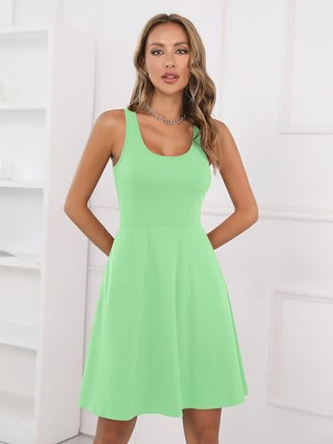 Image of Missufe Women's Sleeveless Racerback Flared Casual Plain Tank Dress