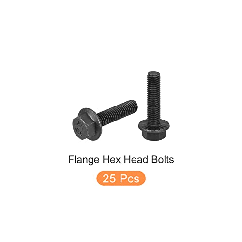 Image of METALLIXITY Flanged Hex Head Bolts (M5x20mm) 25pcs, Hexagon Serrated Flange Bolt Fully Thread Screw - for House Construction Hardware Fasteners