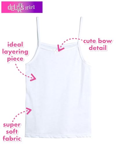 dELiA*s Girls Camisole - 5 Pack 100% Cotton Soft and Breathable Cami Tank Top Girls Undershirts (Sizes: 2T-14)2