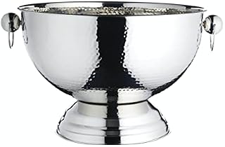 BarCraft Hammered Stainless Steel Champagne bucket, beer, drinks and wine cooler, 37x25cm, Gift Tagged