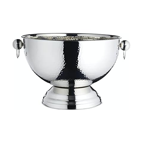 BarCraft Hammered Stainless Steel Champagne bucket, beer, drinks and wine cooler, 37x24.5cm, Gift Tagged Cover