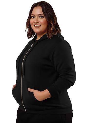 Image of Elite soul Women's Plus Size Zipper Hoodie | Front Zip Full Sleeve Hooded Sweatshirt | Casual Zipper Jacket | XL, 2XL, 3XL, 4XL, 5XL, 6XL