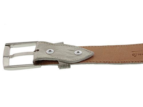 El Presidente Mens Off White Belt Crocodile Tail Print Leather Belt Silver Buckle4