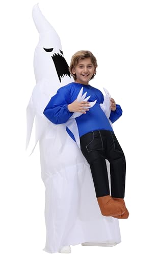 Anroong Disfraz inflable para adultos y niños, disfraz de abducción de fantasmas para Halloween, disfraz de fantasma para hombres y niños, fiesta de cosplay (fantasma-niños)