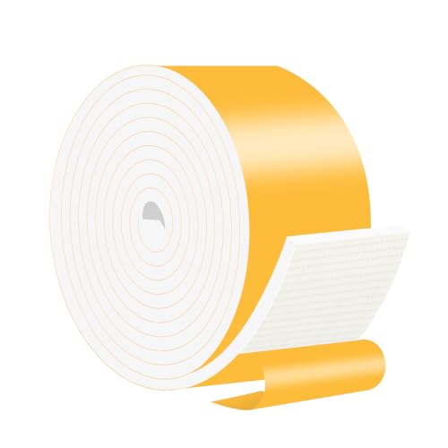 Image of Weather Stripping,High Density CR,Reduce Noise,4 in x 1 /4 in x 10Ft | Weather Stripping,Soundproof,Cold Insulation,Foam Insulation Tape for Door,Front Door Frame,Windows,Sliding Door,White