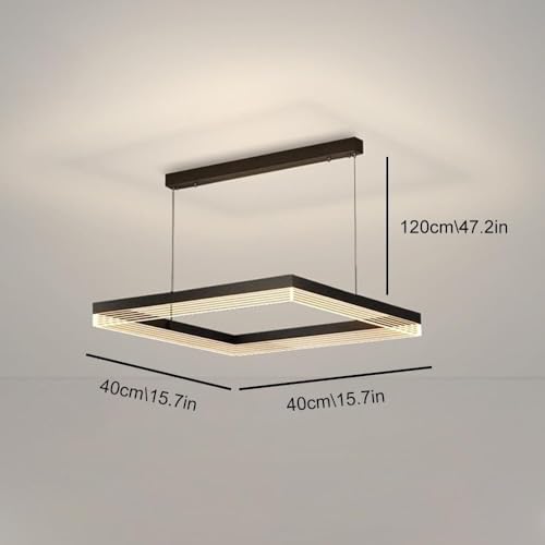 Lámpara colgante con luz de suspensión regulable negra y rectangular con mando a distancia 6