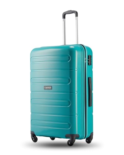Image of SNITCH Loop Large Size Teal Polypropylene Hard Travel Suitcase - Large Trolley Bags & Luggage with 4 Wheels, Secure Lock & Free Shoe Bag