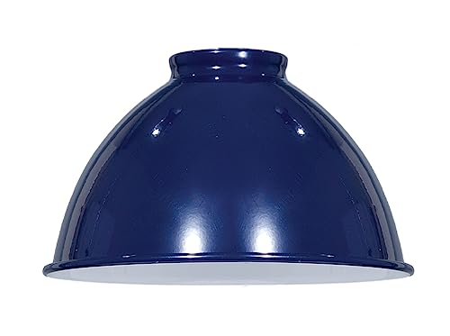 Image of B&P Lamp Industrial Style Metal Dome Lamp Shade, Blue Porcelain Enamel Finish, 2-1 /4 Inch Lip Fitter, 7-1 /16 Inch Diameter, Hand-Spun Metal