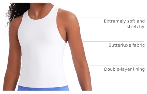 Image of CRZ YOGA Girls Butterluxe Double Lined Tank Top | Dance, Extremely Soft, Tight Fit, Waist Length, High Neck, Athletic, Sleeveless Shirts for Teen