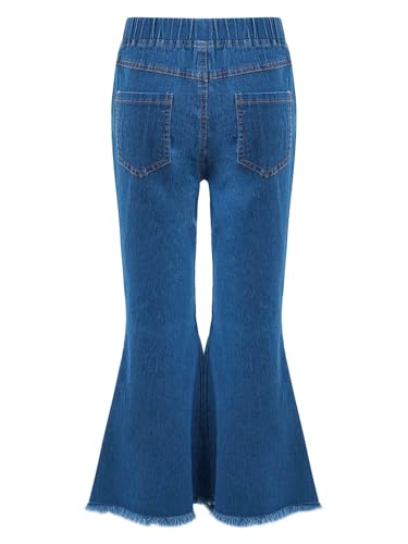 Hularka Kids Girls Distressed Retro Flared Jeans Raw Edge Washed Bell-Bottoms Trousers Casual Denim Jeggings Pants2
