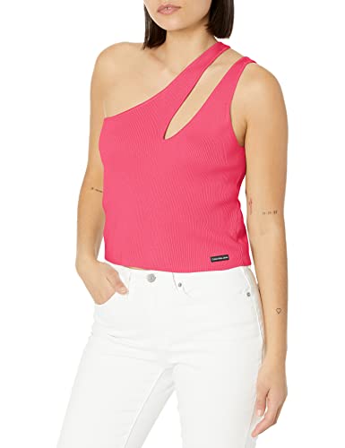 Calvin Klein Jeans Ribbed One ShoulderTop Electric Pink