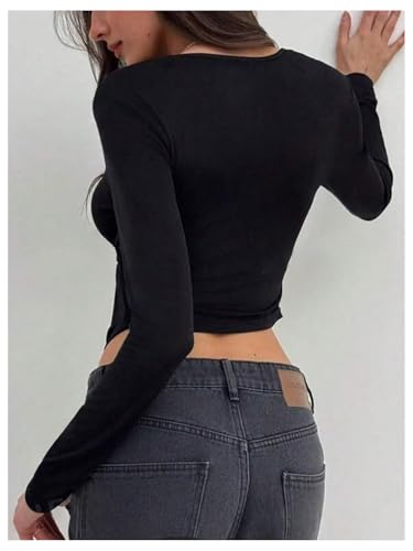 SOLY HUX Women's Plus Size Ruched Cowl Neck T Shirt Long Sleeve Asymmetrical Party Club Tops2