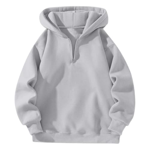 Women's Fashion Hoodies & Sweatshirts Unisex Zip Hoodie Loose Fit Street Style Sweater Pullover for Women Men Sweatshirts (GY1, S)