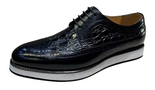 Santimon Men's Oxfords Formal Dress Shoes – Wingtip Brogue Leather Lace-Up Luxury Derby for Business Casual, Wedding, Office