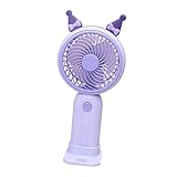 卓上扇風機 手持式便携迷你 可愛造型 個人小桌子用 紫色耳塞 軽便化粧 空調・季節家電- 紫色系