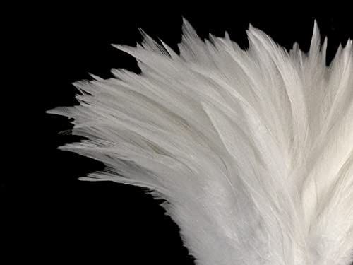 4 Inch Strip – 4-6” Natural White Strung Chinese Rooster Saddle Feathers Halloween Costume Fly Tying Craft Supply | Moonlight Feather #TOP2