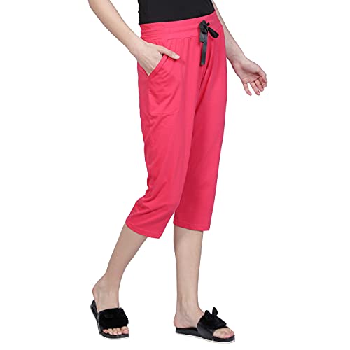 Image of Club A9 Womens Regular Fit Solid Cotton Capri Pants for Daily Casual Wear