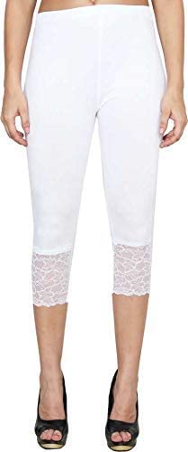 JAGMOOLYA Products Lace Capri Leggings for Women | PlusSize Stylish Net Capri for Girls(Size-Small to Medium)-image-9