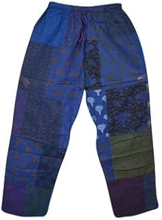 Mogul Interior Boho Hippie Patchwork Pants Blue Cotton Handmade Pants S/M