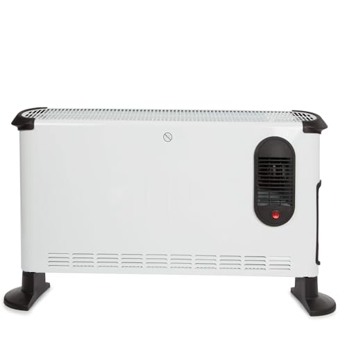 Perel Chauffage convecteur 3000W, convecteur électrique avec 3 niveaux de chaleur, ventilateur turbo, thermostat, IP20, protection surchauffe, portable pour pièces jusqu’à 75 m³