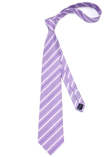 Image of Enlision Mens Ties Stripe Tie and Pocket Square Set Classic Formal Woven Neckties Handkerchief Cufflinks Wedding