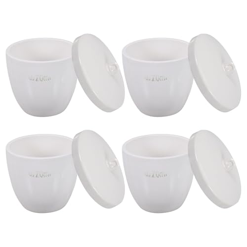Gadpiparty Lot de 4 Creusets en Céramique 70 Ml avec Couvercle Résistance Chimique Stabilité Thermique Adaptés pour Laboratoire Fusion de Métaux Précieux et Usage Industriel