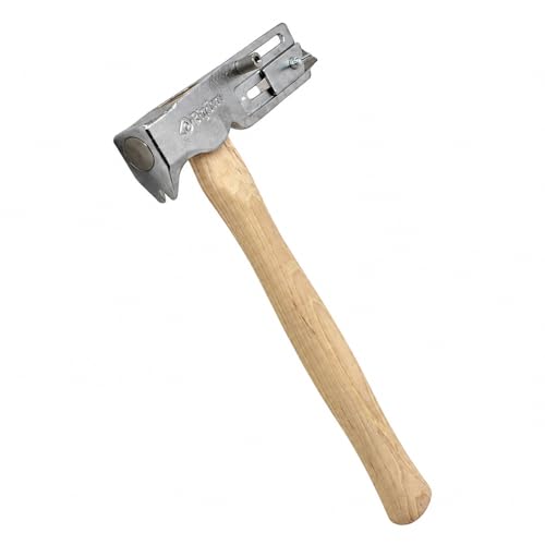 Big Horn 15144 17 Oz Magnetic Face Roofing Hatchet One-Handed Nail Placement with Nail Starter Forged Steel Head Sliding Gauge Built-In Utility Blade Roofing Dry-In House Wrap To