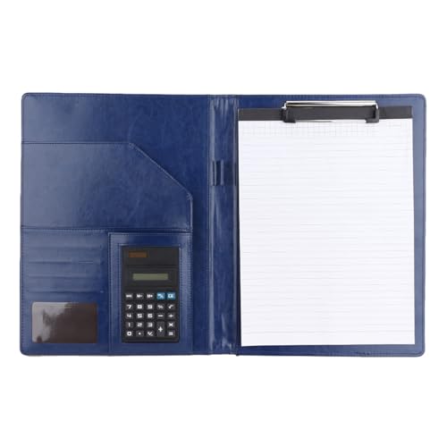 JECOMPRIS Carpeta de Documentos A4 Azul para Oficina y Negocios, Carpeta Portátil Clip de Acero Inoxidable, Funda Resistente para Organizar Archivos y Material Escolar