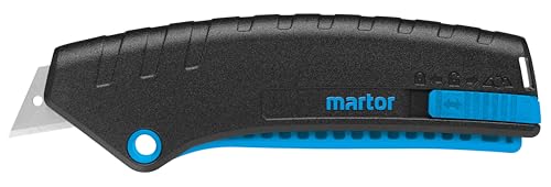 MARTOR Sicherheitsmesser mit Klingeneinzug, SECUNORM MIZAR, Profi Cuttermesser, Leicht, Kunststoff, Rechts- & Linkshänder, Logistik, GS Geprüft