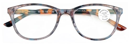 V.W.E. Women Marble Print Clear Progressive Reading Glasses - Zero Power On Top - No Bubble Reader Z121 (Tortoise, 2.50, x)
