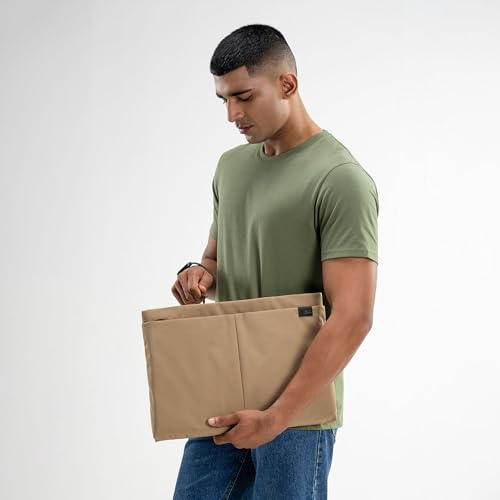 Image of DailyObjects Pivot Laptop Sleeve - Medium for Women and Men I Fits any Laptop Upto 14 Inches I Lightweight wih Laptop Compartment - Sand