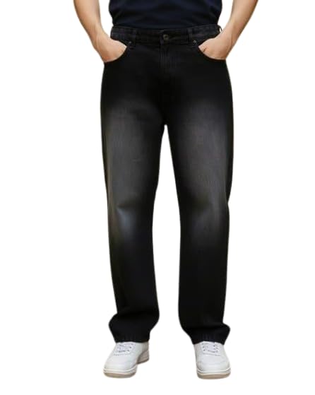 Image of M Q Denim Men Loose Fit Denim Jeans | Whisker Spray | Mid Rise & Pure Cotton | Daily Casual Wear