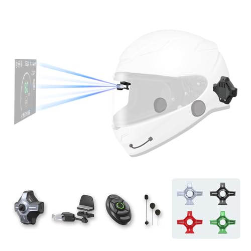 MOTOEYE E6+ Motorcycle Helmet HUD, Head Up Display, Bluetooth,GPS, CarPlay, Android Auto, Mesh Intercom, Rearview Camera, Remote Control, Noise Reduction, RGB Lights, IP66 for All Helmets (E6+)