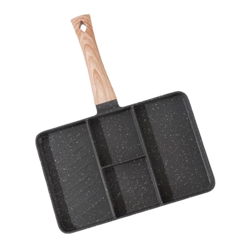Cabilock Sartén Ergonómica para Huevos con Recubrimiento Antiadherente Diseño de Ranuras Múltiples Mango Antiquemaduras Sartén Multifunción para Desayuno y Carne Uso Diario Fácil Limpieza
