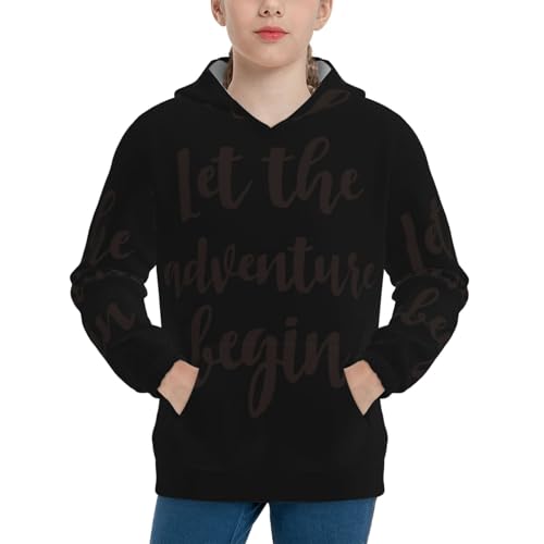 Let The Adventure Begin Kids Pullover Hoodies Boys Sweatshirts Girls Athletic Clothes with Pocket