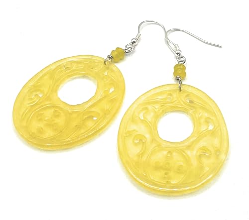 Boucles d'oreilles jade jaune et argent 925 pour illuminer vos tenues d'été