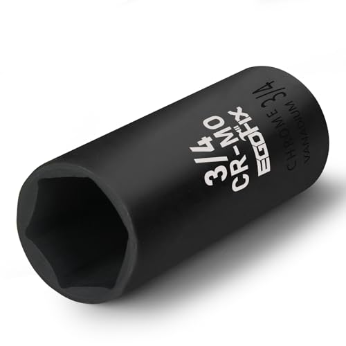 Image of 1 /2 inch Drive Deep Impact Socket, 3 /4 Inch SAE Socket, CR-MO 6 Point for Easy Removal of Axle Nut