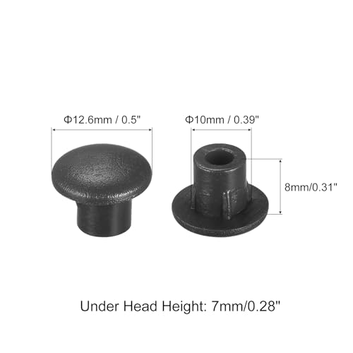 Image of uxcell Screw Hole Plugs, 10mm(25 /64 inch) Dia PP Snap in Shelf Button Flush Type Caps for Furniture Cabinet Cupboard, Black 60 Pcs