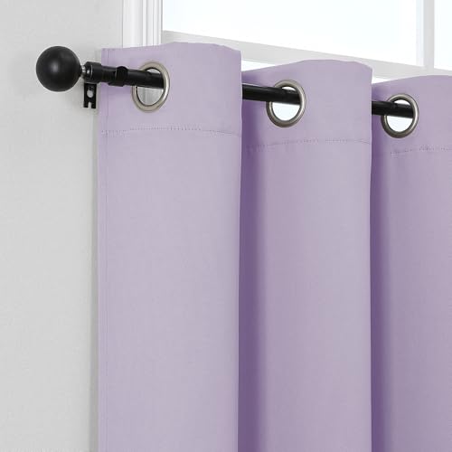 Image of Simplebrand Lilac Kitchen Valances for Windows 18 Inches Long 2 Pack, Room Darkening Window Valances for Living Room, Grommet Short Straight Drape Kitchen Curtains for Bedroom Kids Room, 40Wx18L
