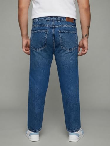 Image of Urbano Plus Men's Relaxed Fit Washed Denim Jeans Non-Stretchable