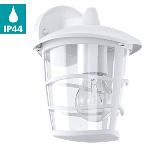 Eglo ALORIA Outdoor wall lighting E27 Color blanco - iluminación al aire libre (Outdoor wall lighting, Color blanco, Aluminio, De plástico, IP44, Entrada, Jardín, Patio, 1 bulb(s))