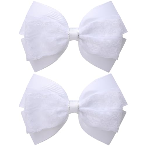 Pinzas para cabello con moños de encaje 4 pulg, set 2 miniatura 1