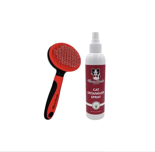 Warren London Cat Detangler Spray Bundle with Pin Brush for Matted Hair | Leave in Conditioner Pet Detangling Spray That Demattes & Refreshes | 8oz w/Pin Brush