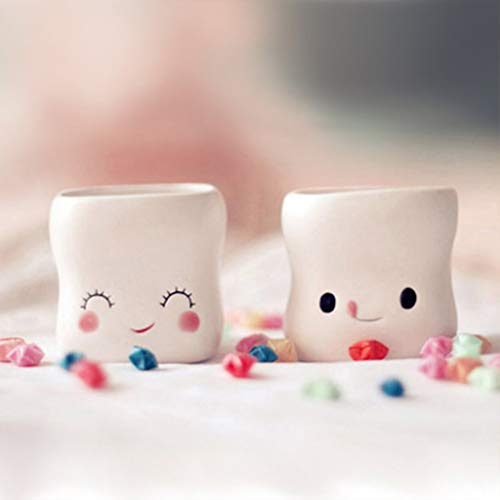Marshmallow Shaped Cute Coffee Mugs Set of 4, Hot Chocolate Marshmallows Cup Mini Marshmallows Ceramic Mugs Hot Chocolate Hot Cocoa Cup Suitable for Christmas, Wedding, Valentine\'s Day Gifts