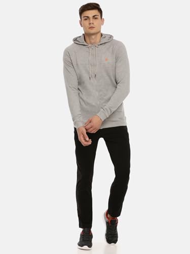 Image of Macroman M-Series Men Hooded Regular Fit Cotton Blend Sweatshirt with Reflective Detail